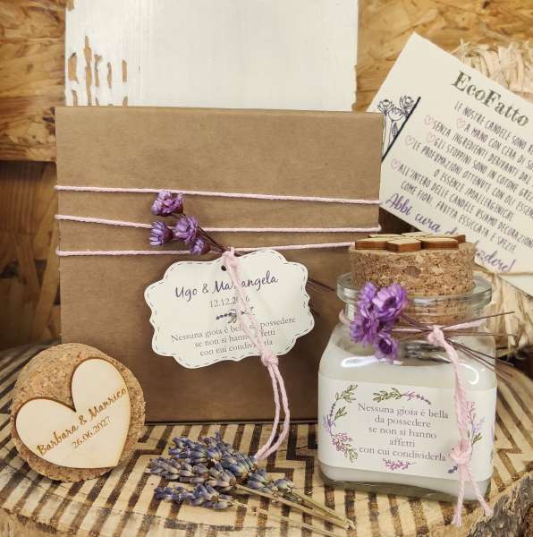 Candela artigianale profumata  b Abbraccio Naturale 07  b  linea LAVANDA LOVERS